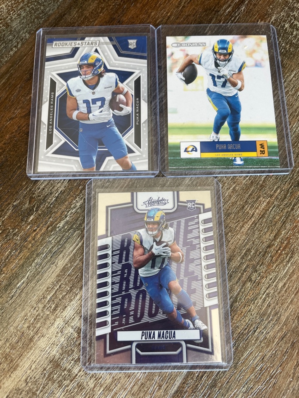 Panini Blue White Los Angeles Rams Puka Nacua Rookie Cards Lot 3 Football